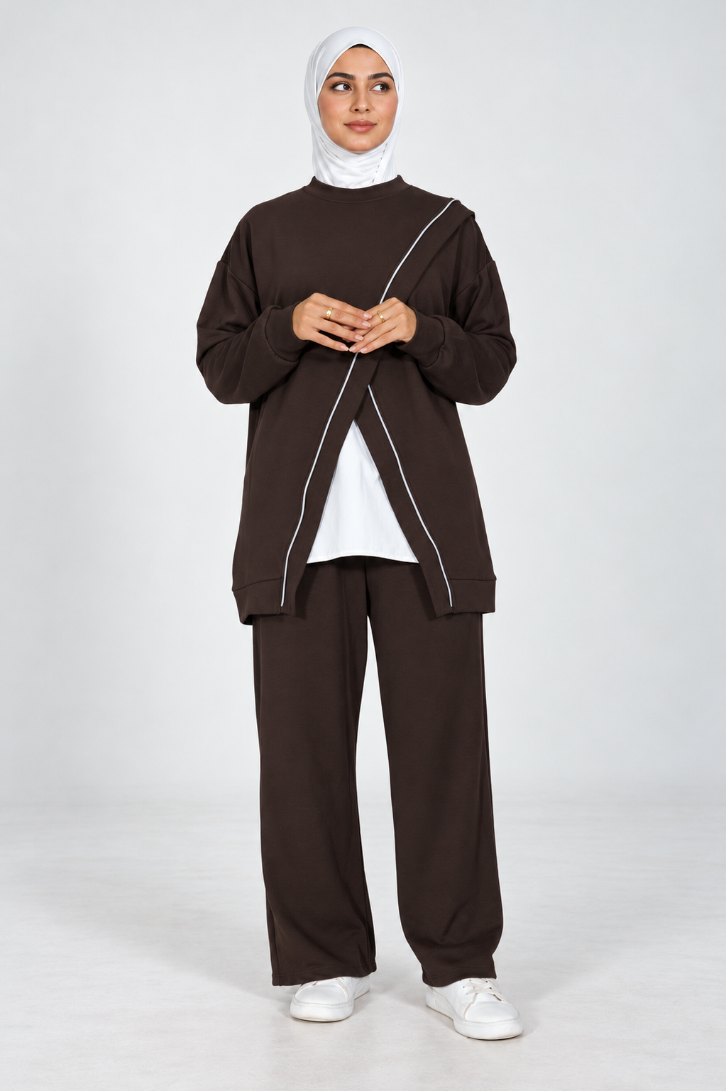 Ensemble Mira marron chocolat - vue de face