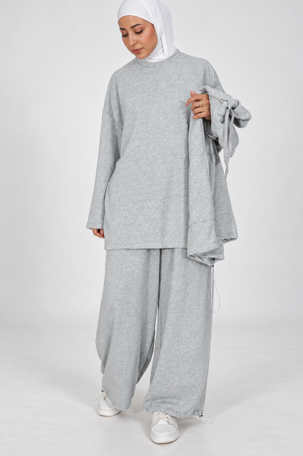 Ensemble Nayla gris chiné - tunique et pantalon