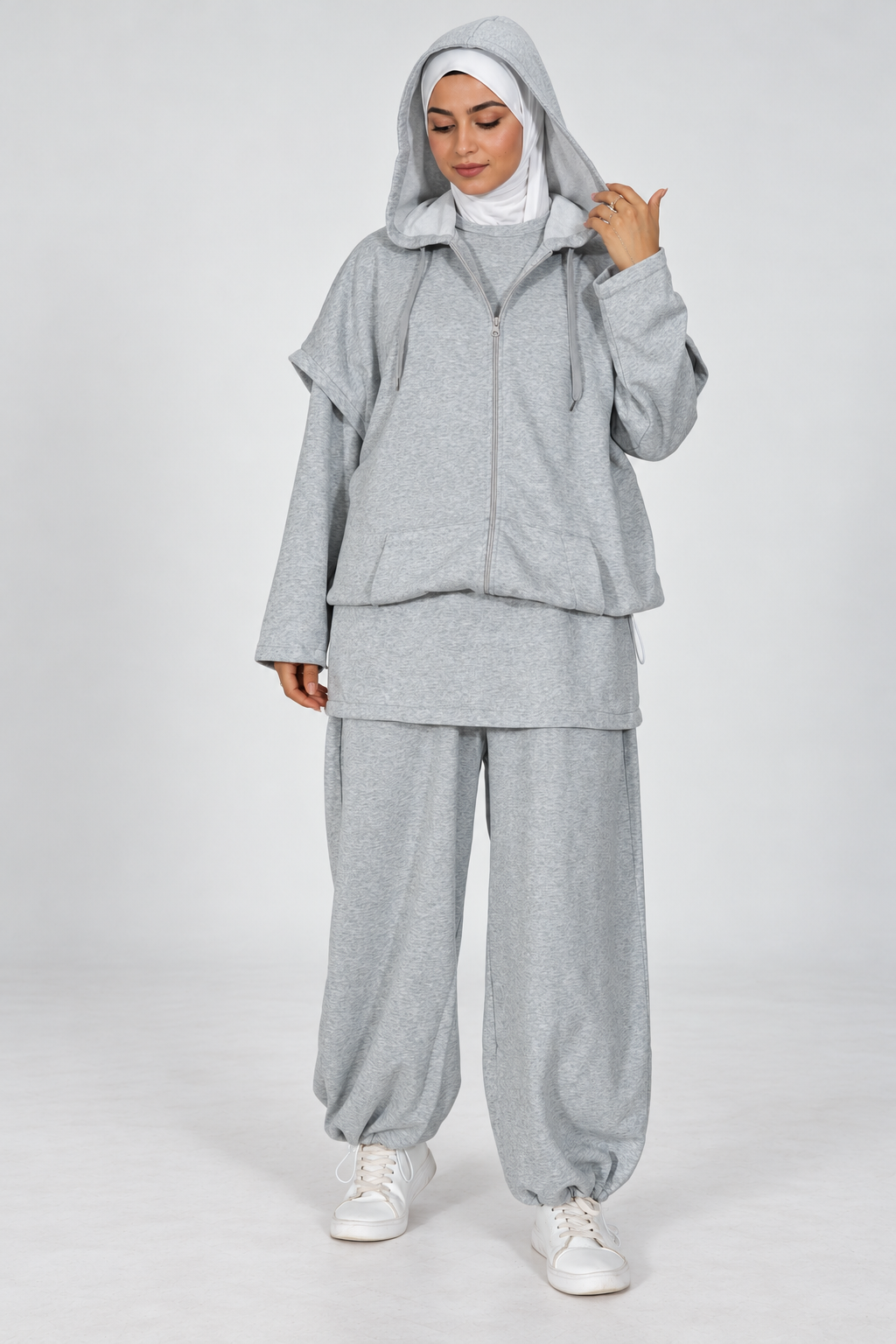 Ensemble Nayla gris chiné - look casual