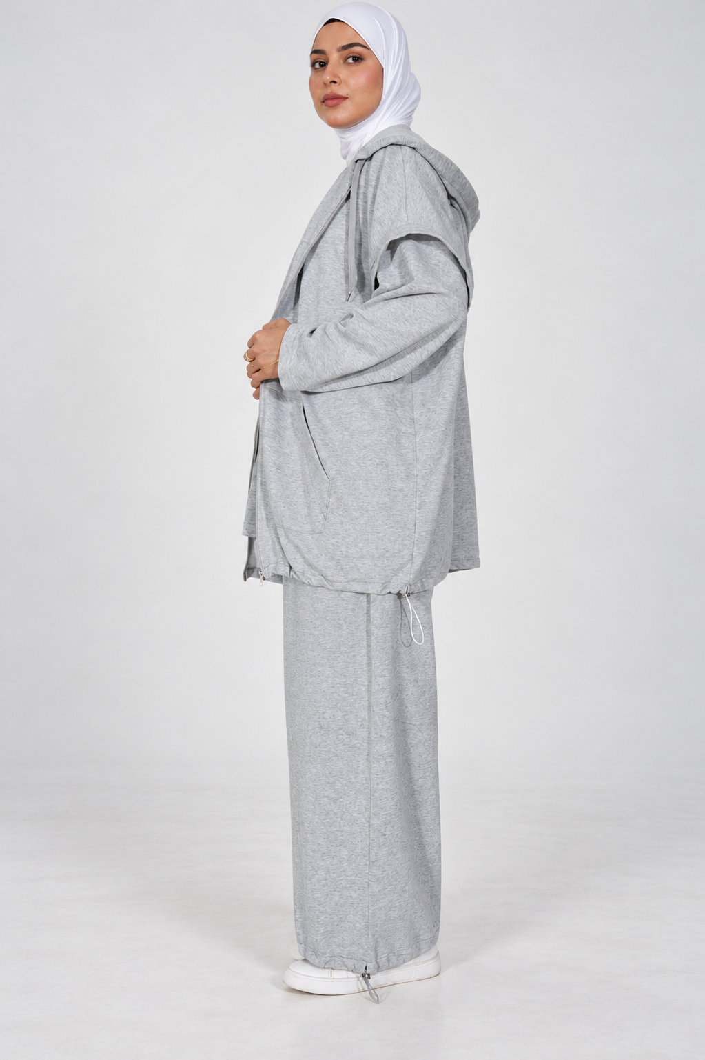 Ensemble Nayla gris chiné - vue de profil