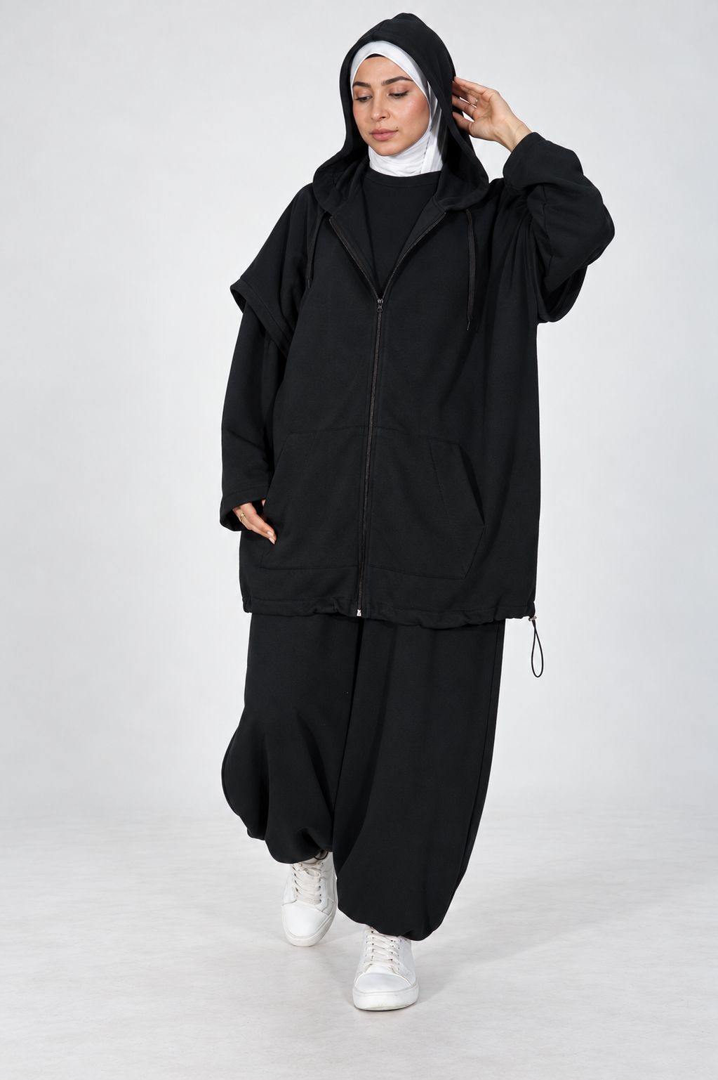 Ensemble Nayla noir - veste à capuche