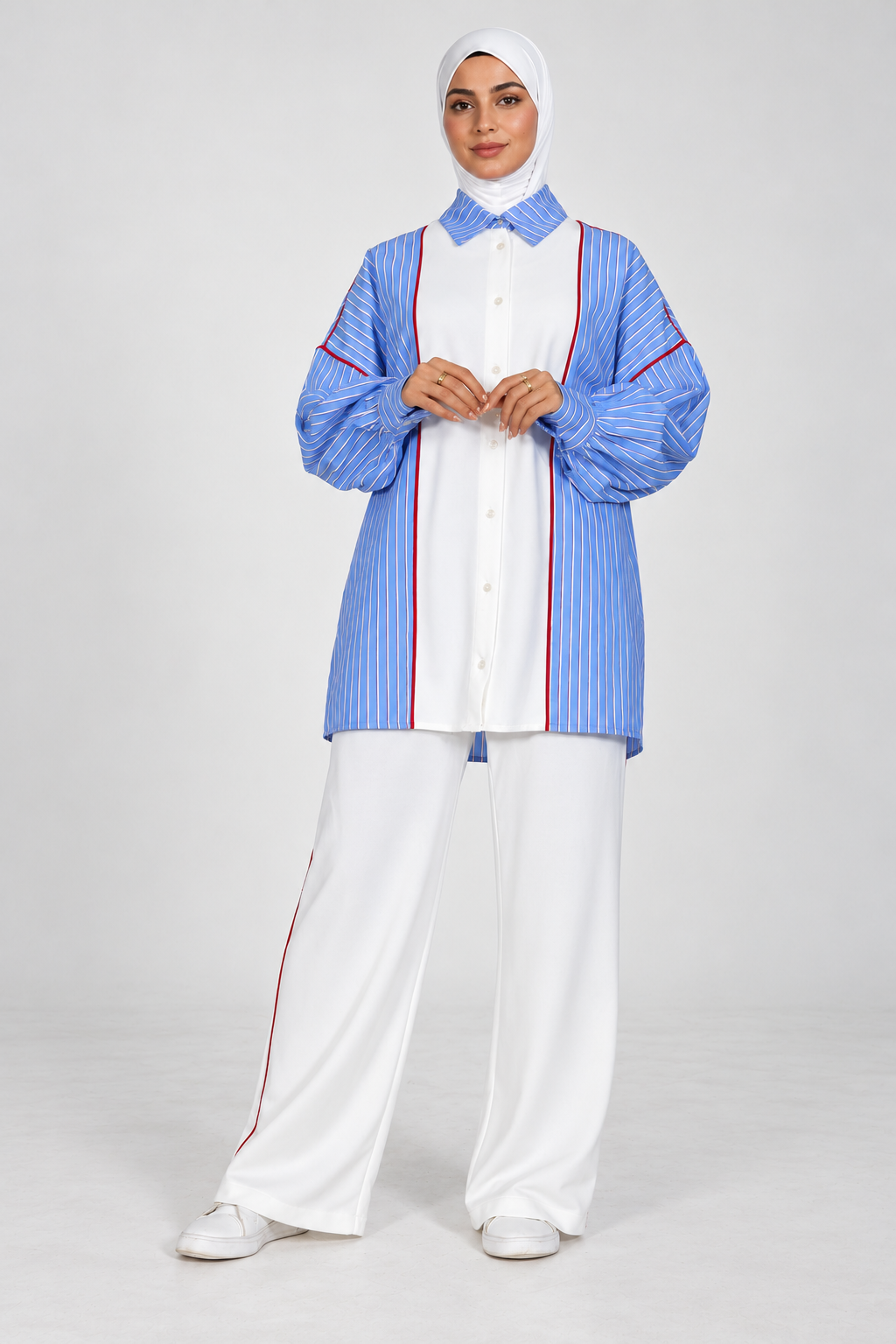 Ensemble Riviera bleu rayé - chemise rayée