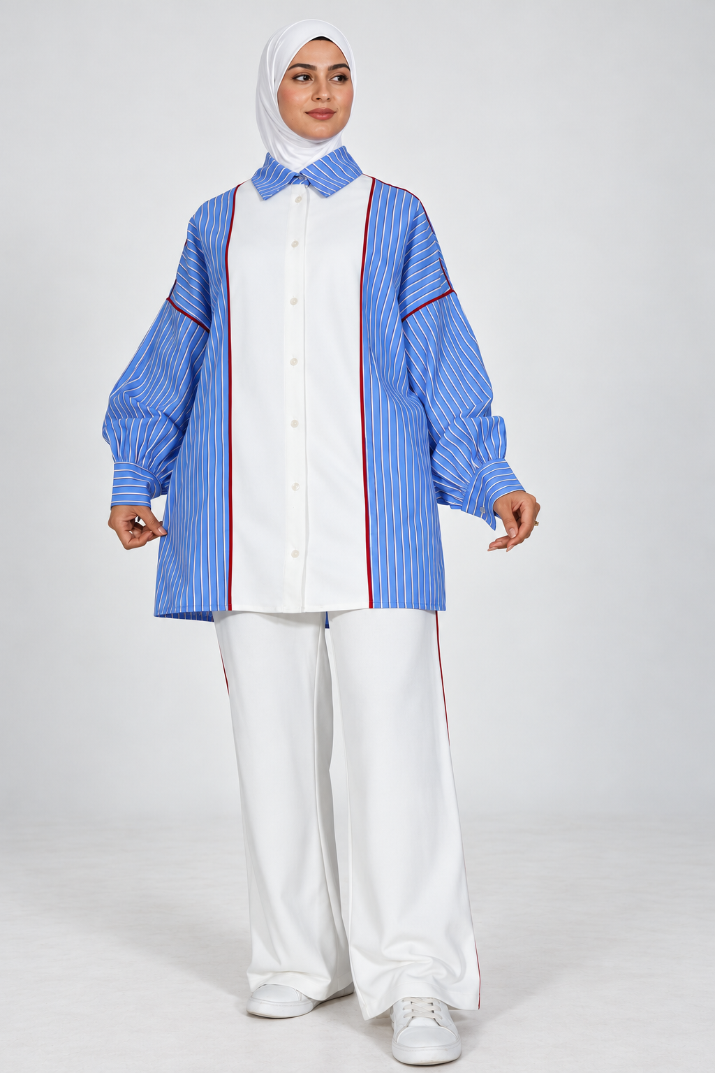 Ensemble Riviera bleu rayé - silhouette