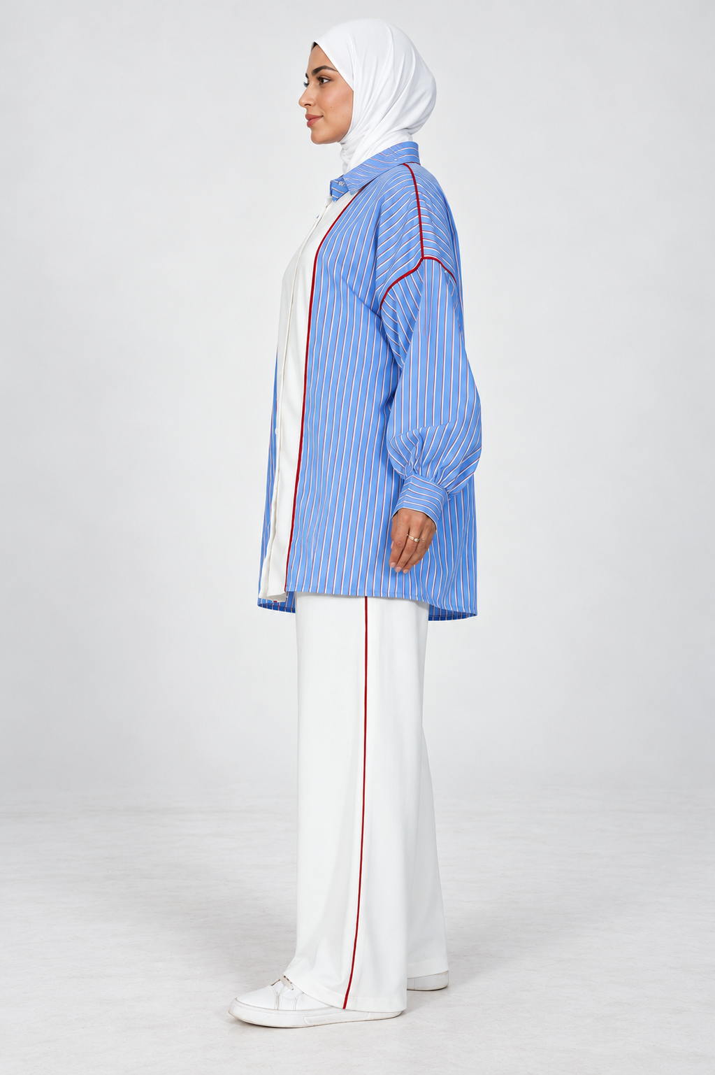 Ensemble Riviera bleu rayé - vue de profil